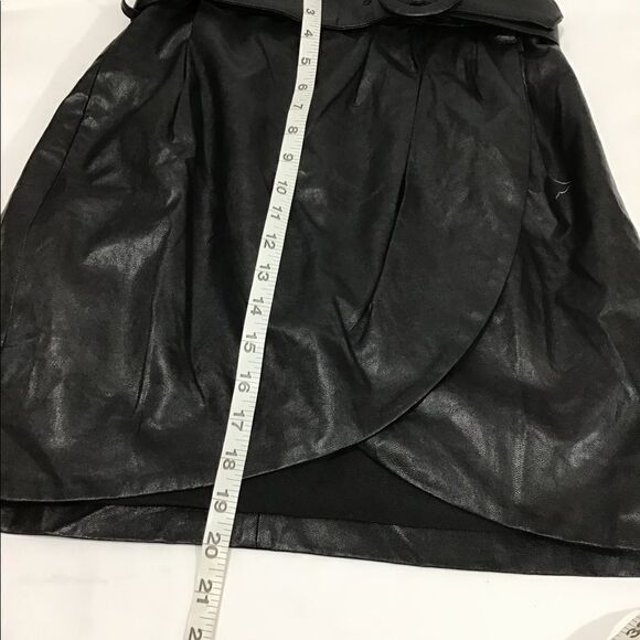 Ronny Kobo Angela Faux Leather Draped Pleated Mini Skirt New Size Small - Picture 7 of 10